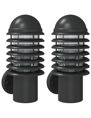 Applique da Esterno 2 pz Nere in Acciaio Inossidabile