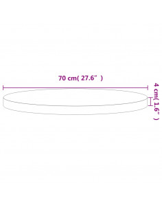 Piano per Tavolo Ø70x4 cm Rotondo in Legno Massello di Faggio