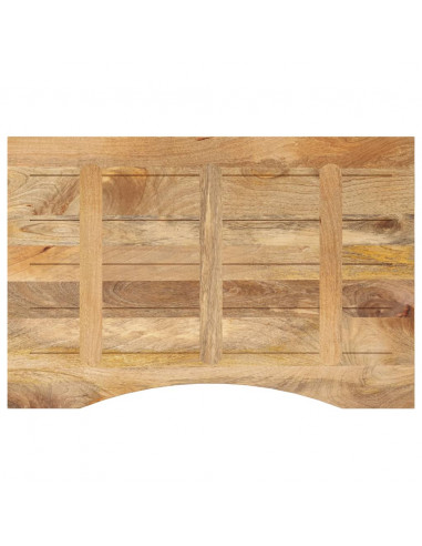 Piano Scrivania con Curva 80x60x2,5 cm Massello Grezzo di Mango