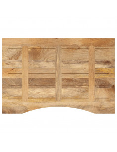 Piano Scrivania con Curva 90x50x2,5 cm Massello Grezzo di Mango