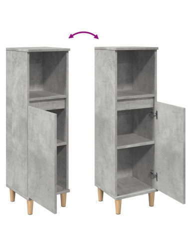 Armadietto da Bagno Grigio Cemento 30x30x100 cm in Truciolato