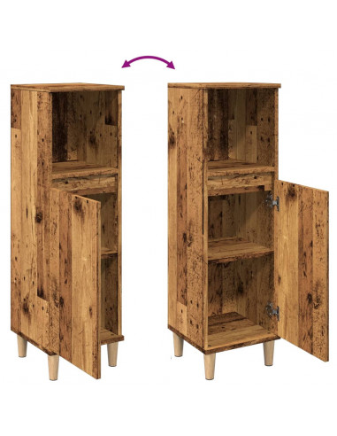 Armadietto da Bagno Legno Antico 30x30x100 cm in Truciolato