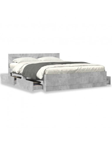 Giroletto Testiera Grigio Cemento 150x200 cm Legno Multistrato