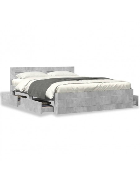 Giroletto Testiera Grigio Cemento 150x200 cm Legno Multistrato