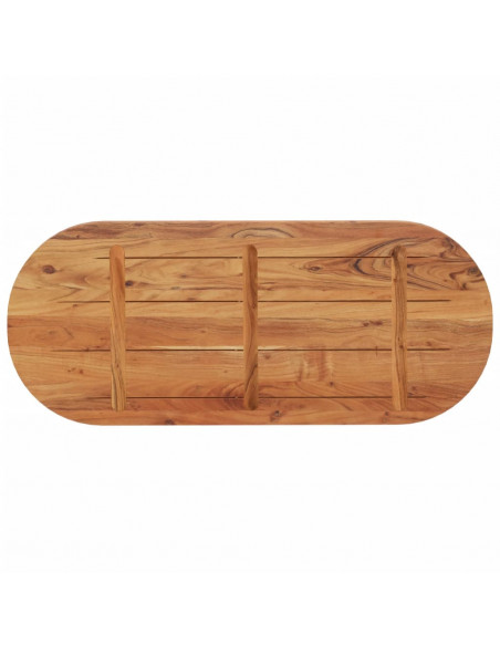 Piano Tavolo 100x40x3,8 cm Ovale in Legno Massello di Acacia
