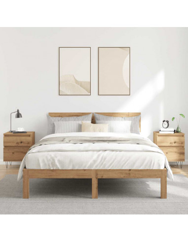 Comodini 2pz Rovere Artigianale 40x35x50 cm Legno Multistrato