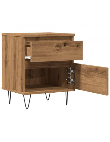 Comodini 2pz Rovere Artigianale 40x35x50 cm Legno Multistrato