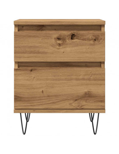 Comodini 2pz Rovere Artigianale 40x35x50 cm Legno Multistrato