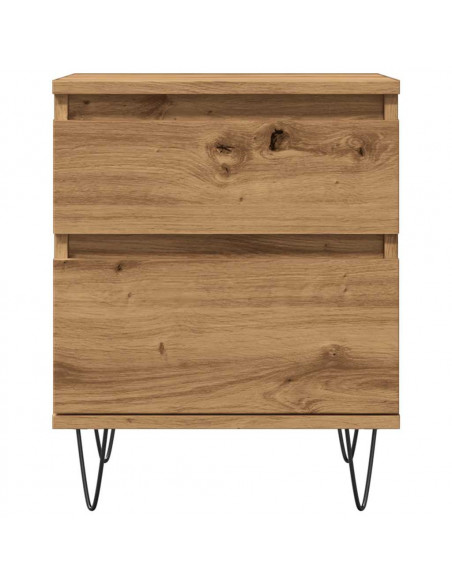 Comodini 2pz Rovere Artigianale 40x35x50 cm Legno Multistrato