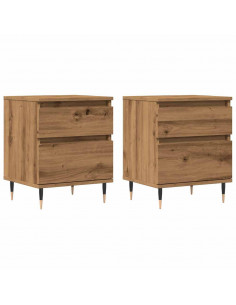 Comodini 2pz Rovere Artigianale 40x35x50 cm Legno Multistrato 2