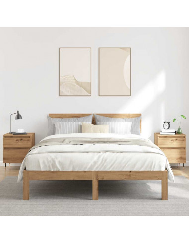 Comodini 2pz Rovere Artigianale 40x35x50 cm Legno Multistrato