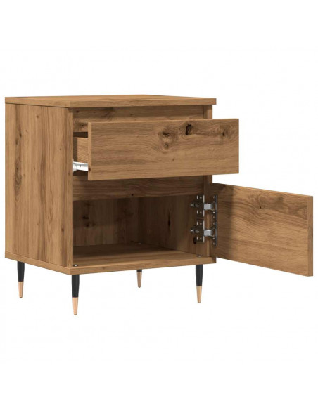 Comodini 2pz Rovere Artigianale 40x35x50 cm Legno Multistrato
