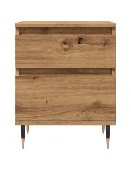 Comodini 2pz Rovere Artigianale 40x35x50 cm Legno Multistrato
