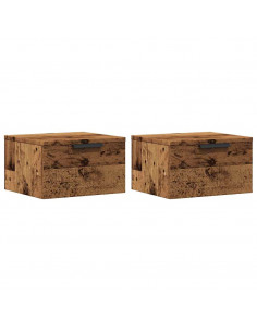 Comodini a Muro 2 pz Legno Antico 34x30x20 cm 2