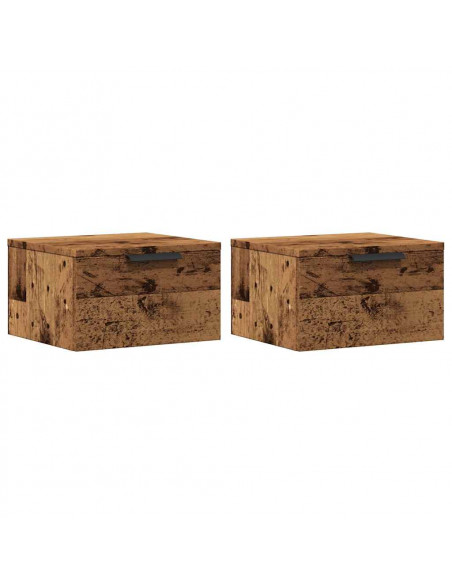 Comodini a Muro 2 pz Legno Antico 34x30x20 cm