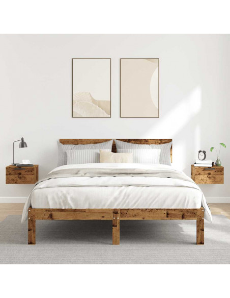 Comodini a Muro 2 pz Legno Antico 34x30x20 cm