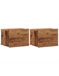 Comodini a Muro 2 pz Legno Antico 40x32x30 cm 2