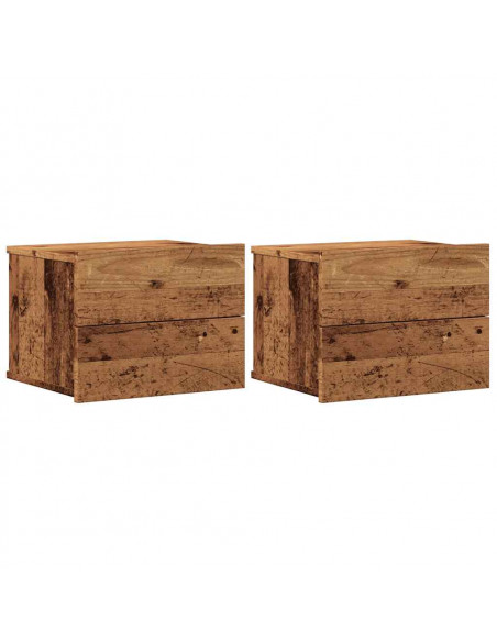 Comodini a Muro 2 pz Legno Antico 40x32x30 cm