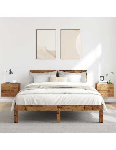 Comodini a Muro 2 pz Legno Antico 40x32x30 cm