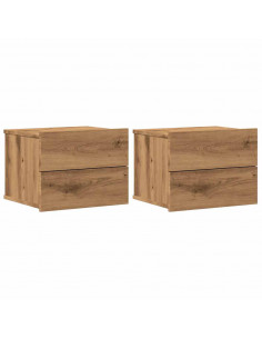 Comodini a Muro 2 pz Rovere Artigianale 40x32x30 cm 2