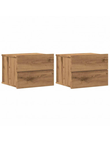 Comodini a Muro 2 pz Rovere Artigianale 40x32x30 cm