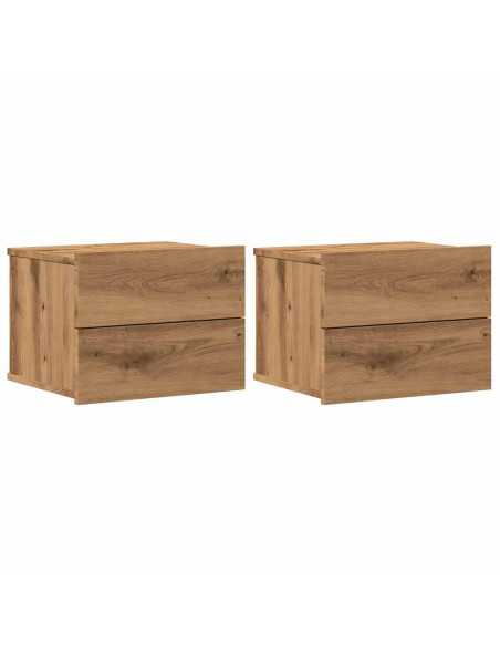Comodini a Muro 2 pz Rovere Artigianale 40x32x30 cm