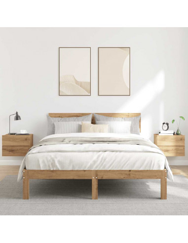 Comodini a Muro 2 pz Rovere Artigianale 40x32x30 cm