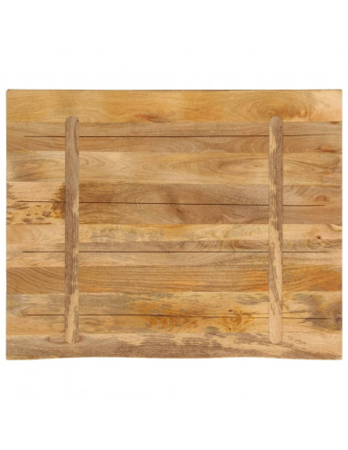 Piano Tavolo 100x80x2,5 cm Bordi Vivi Legno di Mango Grezzo