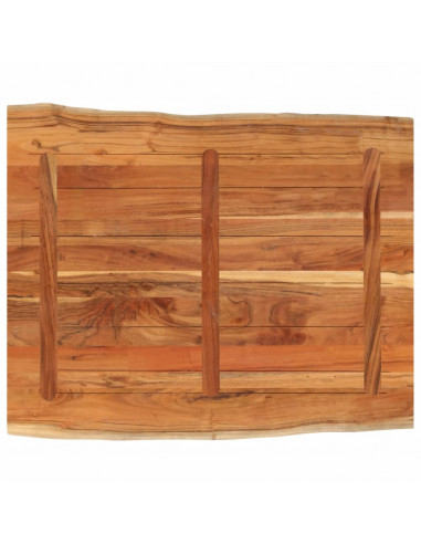 Piano Tavolo 100x80x2,5 cm Rettangolare Legno Acacia Bordi Vivi