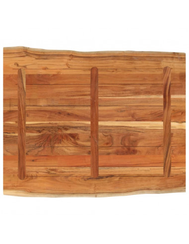 Piano Tavolo 100x80x3,8 cm Rettangolare Legno Acacia Bordi Vivi