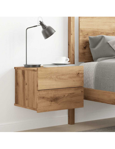 Comodino a Muro Rovere Artigianale 40x32x30 cm