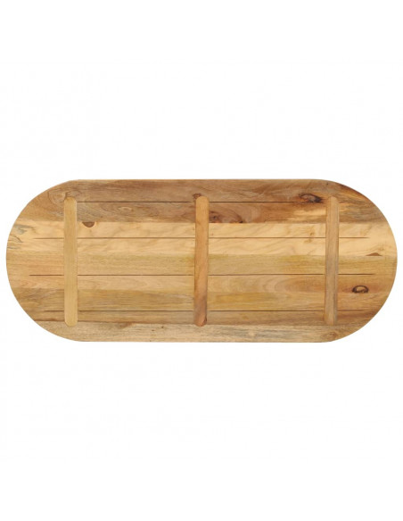 Piano Tavolo 110x40x3,8 cm Ovale Legno Massello Grezzo di Mango