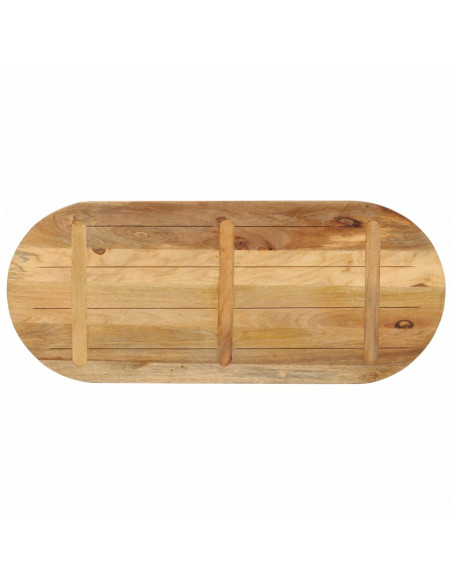 Piano Tavolo 110x50x2,5 cm Ovale Legno Massello Grezzo di Mango