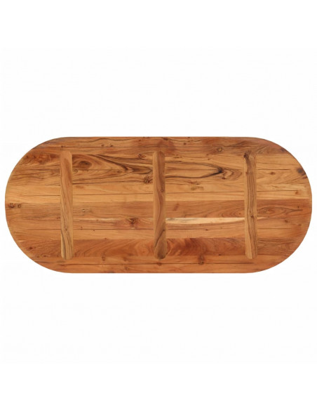 Piano Tavolo 110x50x3,8 cm Ovale in Legno Massello di Acacia