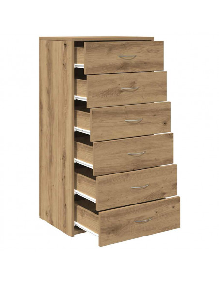 Credenza 6 Cassetti Rovere Artigianale 50x34x96cm Truciolato
