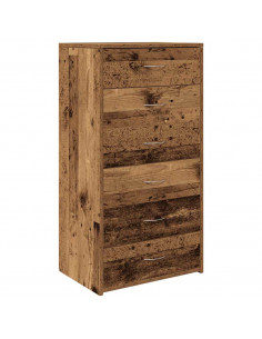 Credenza con 6 Cassetti Legno Antico 50x34x96 cm in Truciolato 2