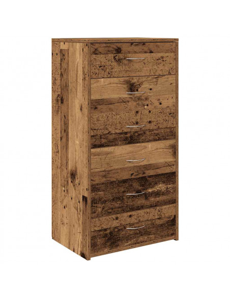 Credenza con 6 Cassetti Legno Antico 50x34x96 cm in Truciolato