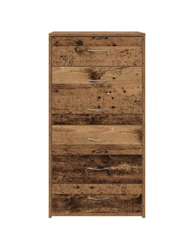 Credenza con 6 Cassetti Legno Antico 50x34x96 cm in Truciolato