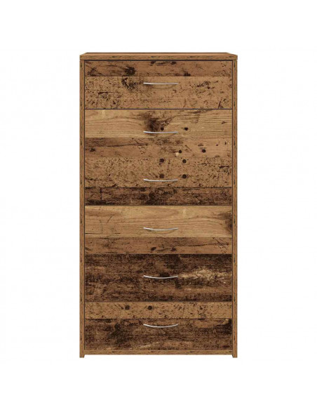 Credenza con 6 Cassetti Legno Antico 50x34x96 cm in Truciolato