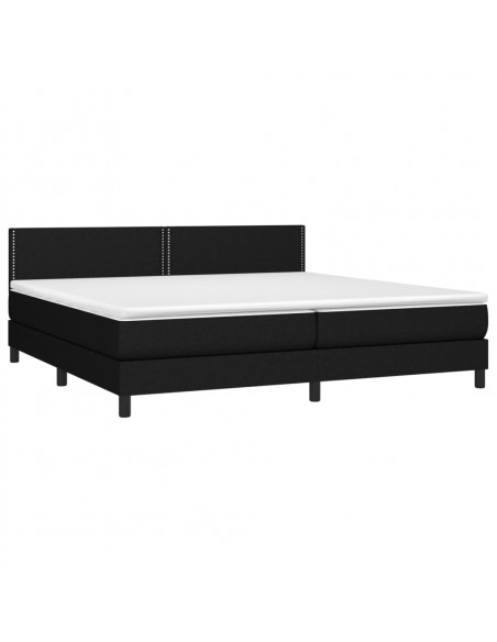 Letto a Molle Materasso e LED Nero 200x200cm in Tessuto
