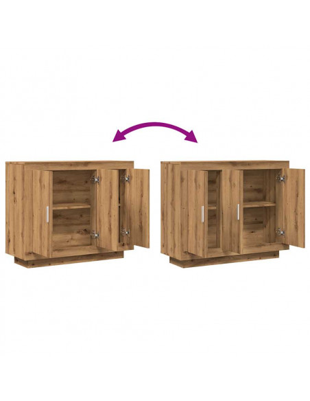 Credenza Rovere Artigianale 92x35x75 cm in Legno Multistrato