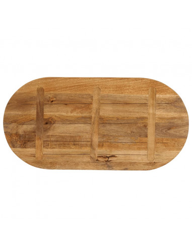 Piano Tavolo 120x60x3,8 cm Ovale in Legno Massello di Mango