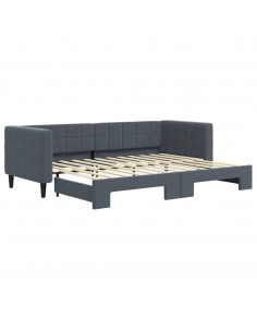 Divano Letto con Letto Estraibile Grigio Scuro 80x200cm Velluto 2