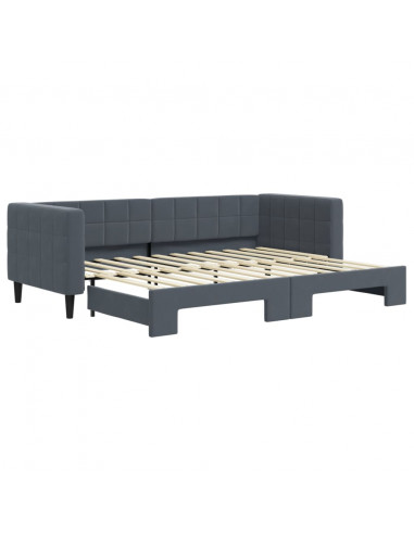 Divano Letto con Letto Estraibile Grigio Scuro 80x200cm Velluto