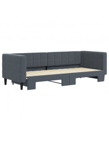 Divano Letto con Letto Estraibile Grigio Scuro 80x200cm Velluto