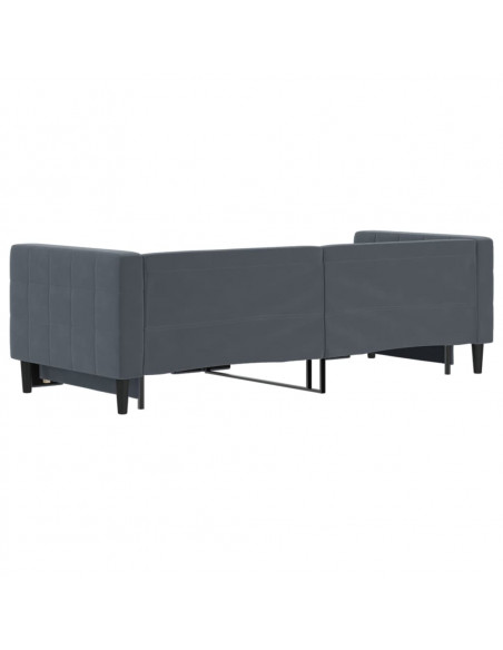 Divano Letto con Letto Estraibile Grigio Scuro 80x200cm Velluto