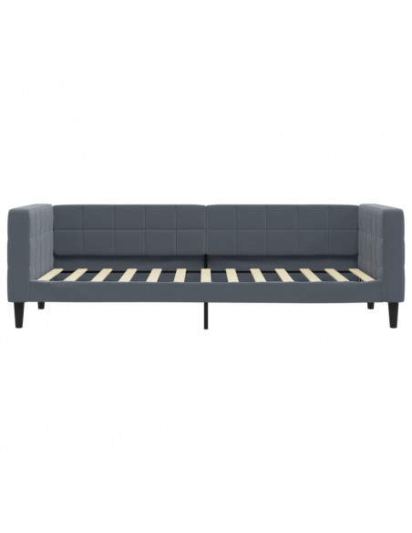 Divano Letto Estraibile Cassetti Grigio Scuro 80x200cm Velluto