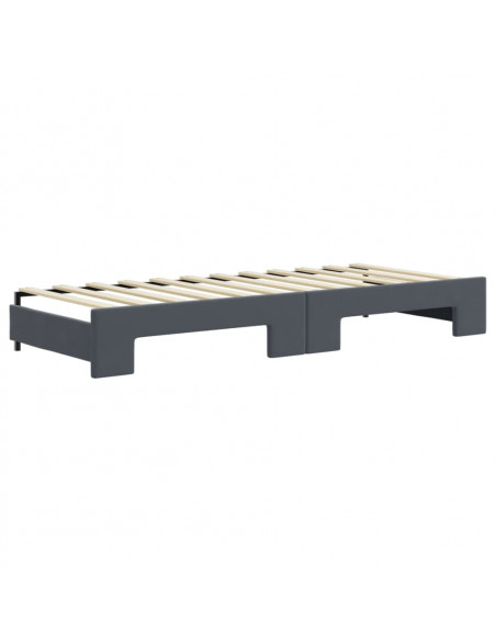 Divano Letto Estraibile Cassetti Grigio Scuro 80x200cm Velluto
