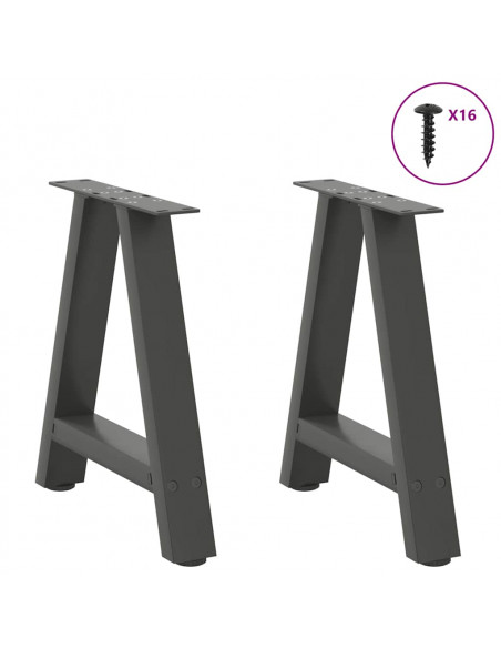 Gambe Tavolino Caffè a A 2 pz Antracite 38x(42-43)cm in Acciaio