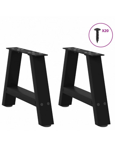 Gambe Tavolino da Caffè a A 2 pz Nero 40x(30-31) cm in Acciaio